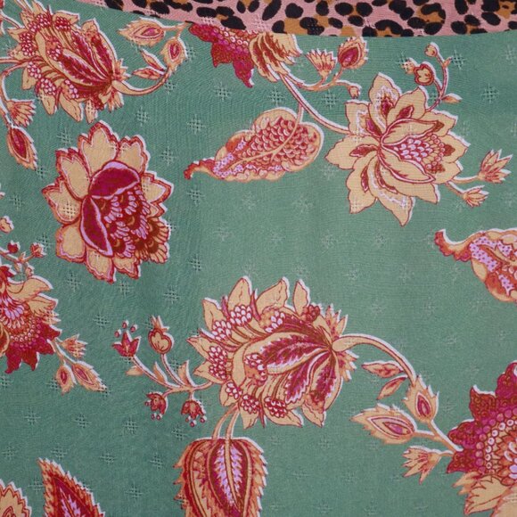 Kachel X Anthropologie Leopard Floral Kimono Womens OS Green Boho Eclectic Gypsy - Picture 10 of 16